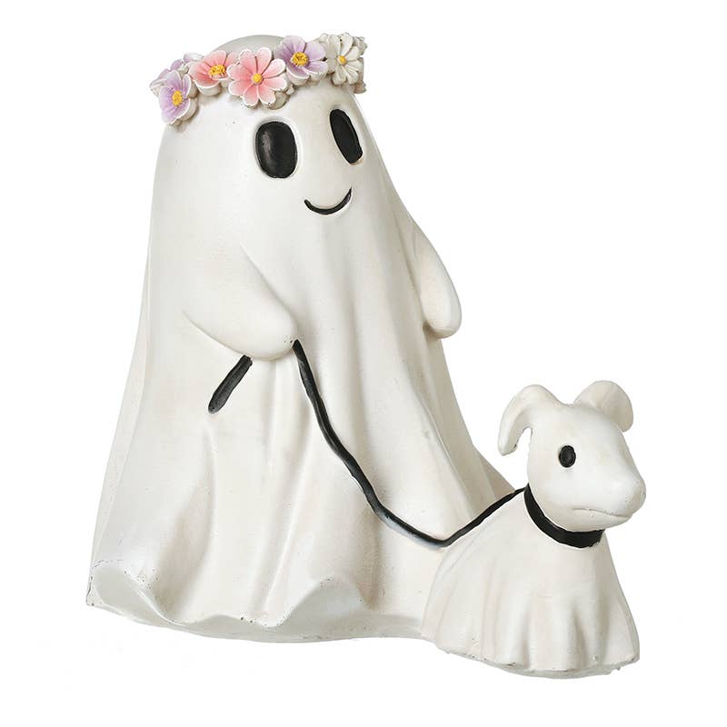 Halloween -FLORAL GHOST WALKING DOG