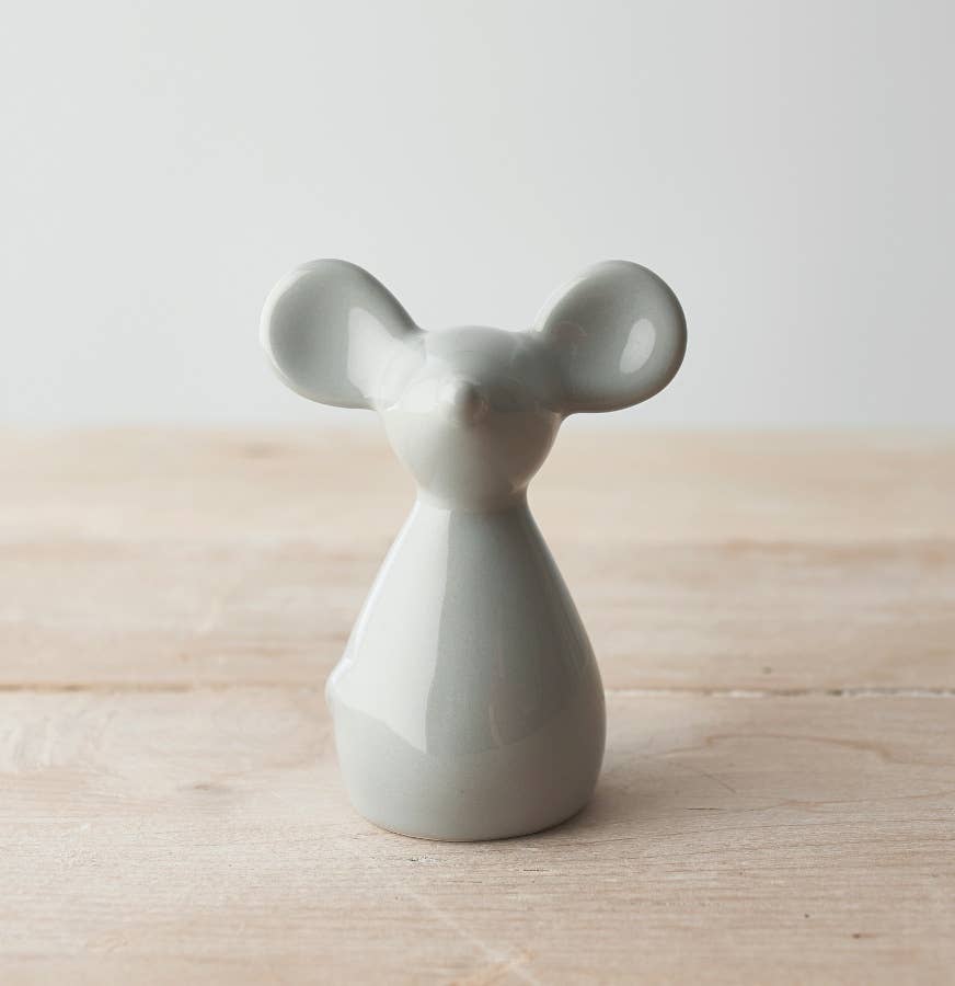 Grey Ceramic Mouse, 10cm