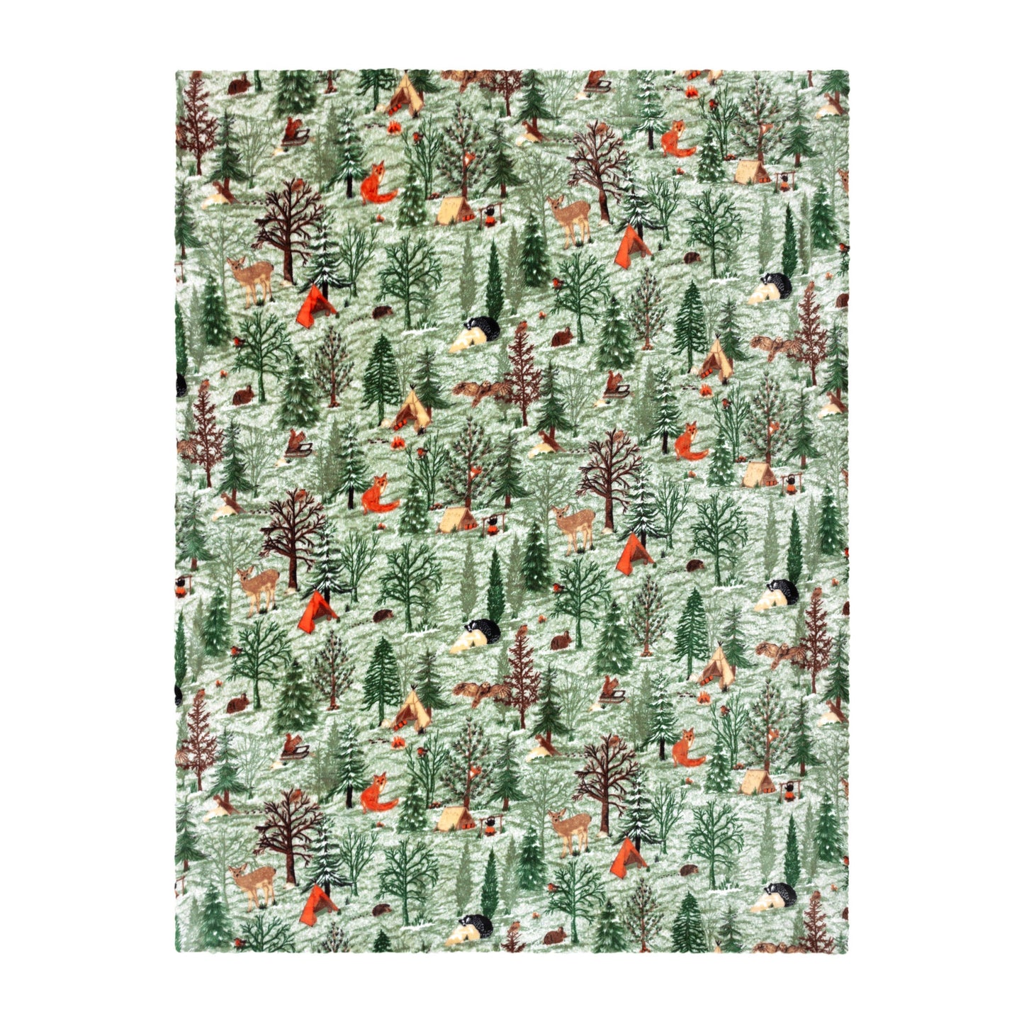 Lodge Wood Sherpa Fleece Throw Oak Green