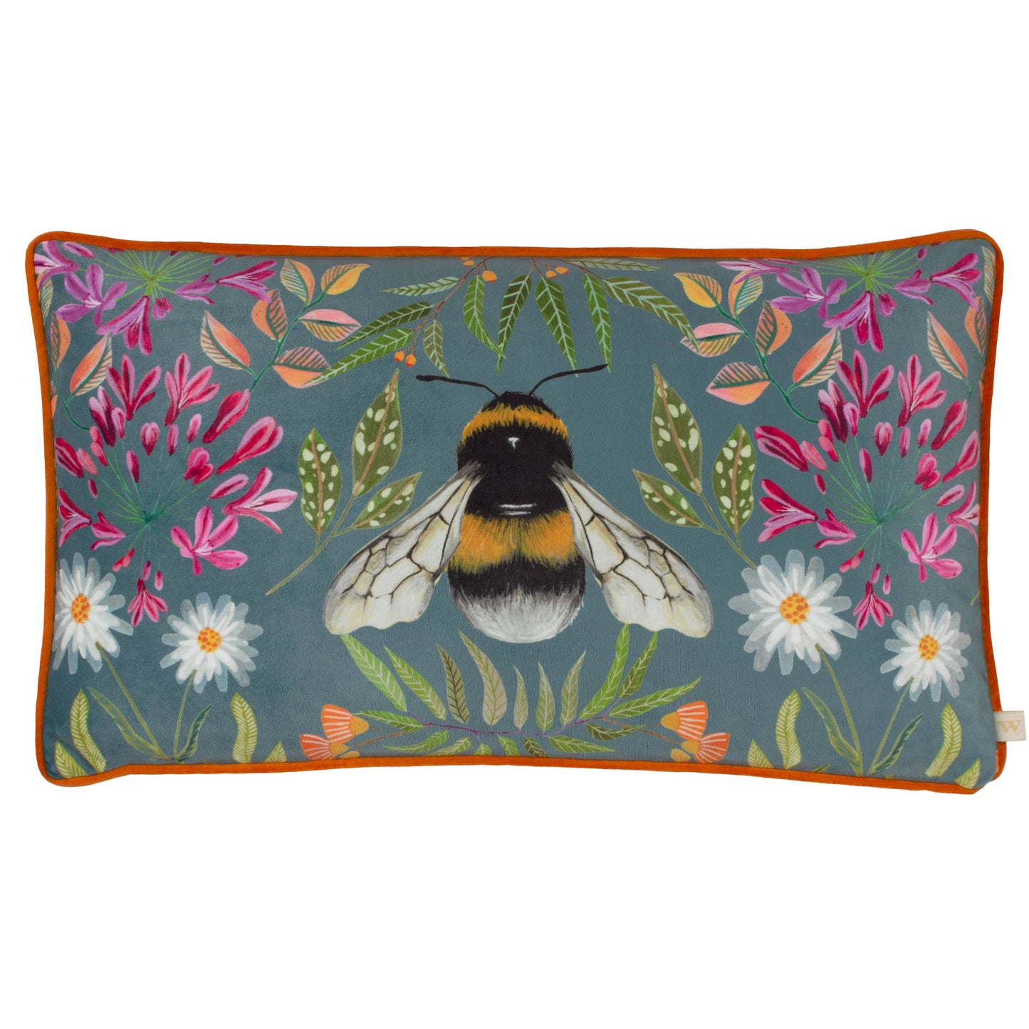 House of Bloom Zinnia Bee Rectangular Cushion Steel Blue
