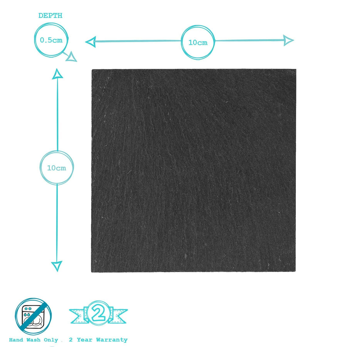 Argon Tableware Linea Square Slate Coaster - 10cm