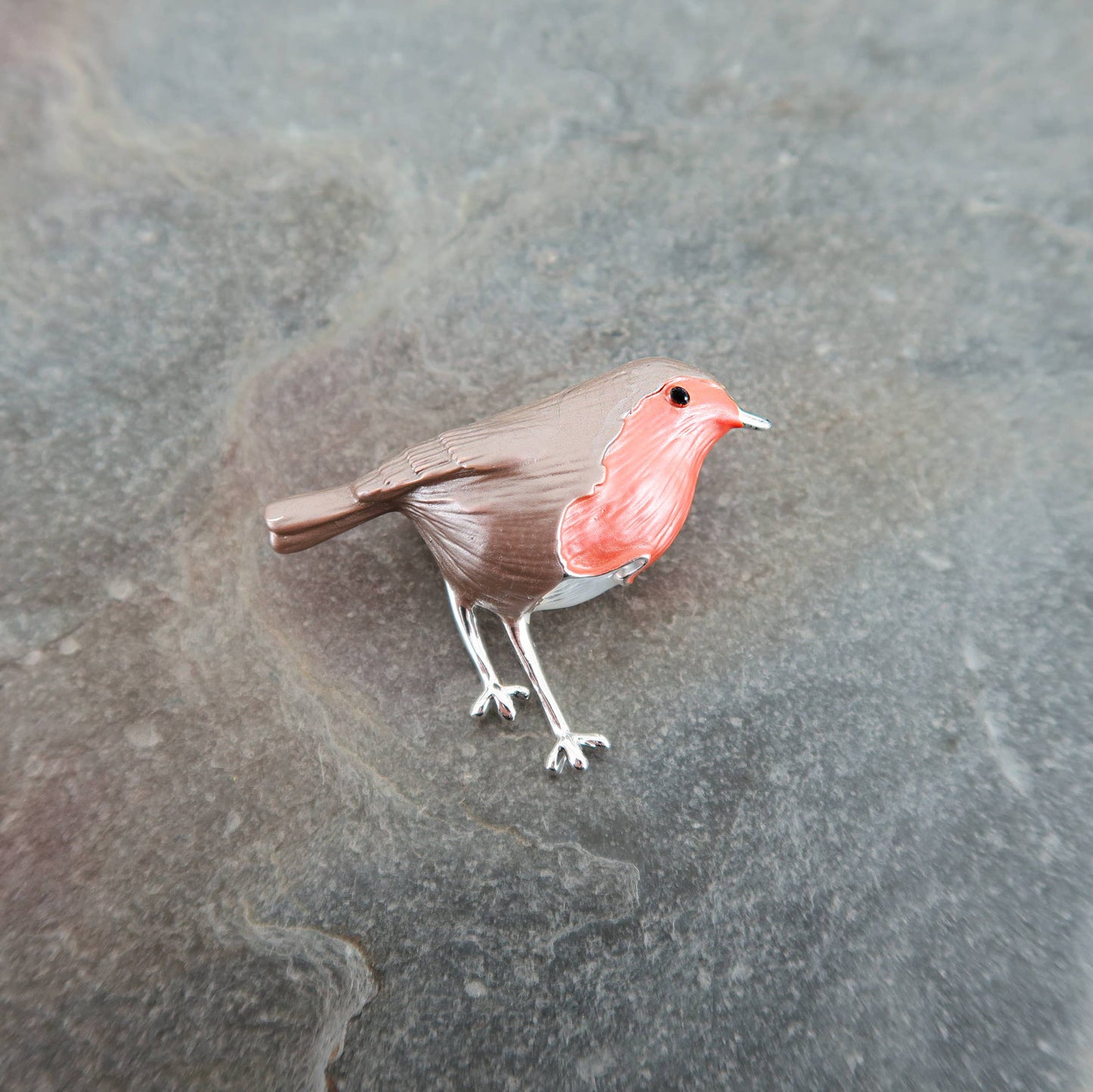 Robin Bird Enamelled Animal Brooch
