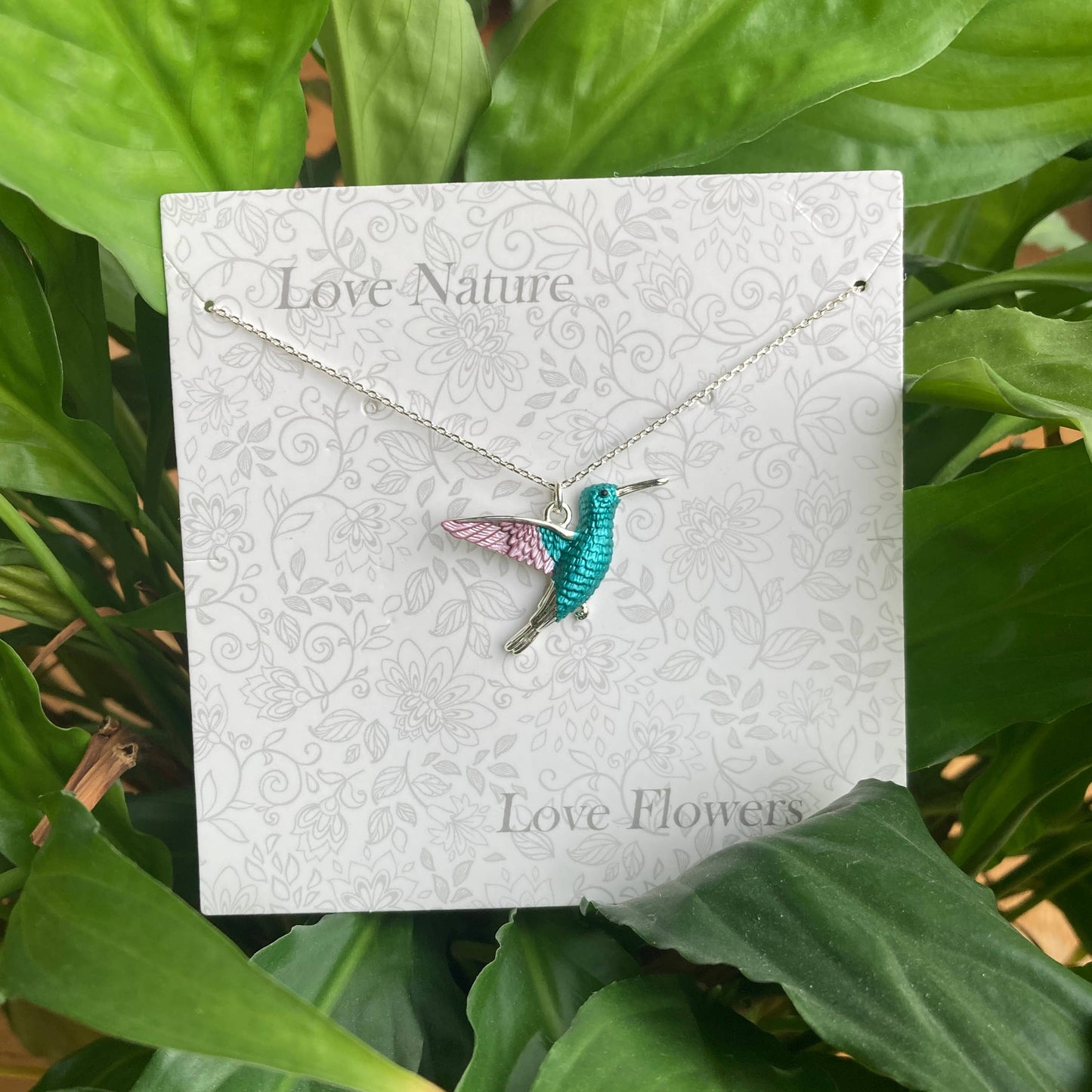 Hummingbird In Flight Pendant Necklace