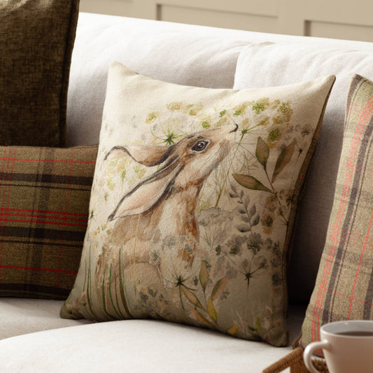 Bramble Hare Printed Cushion Hare