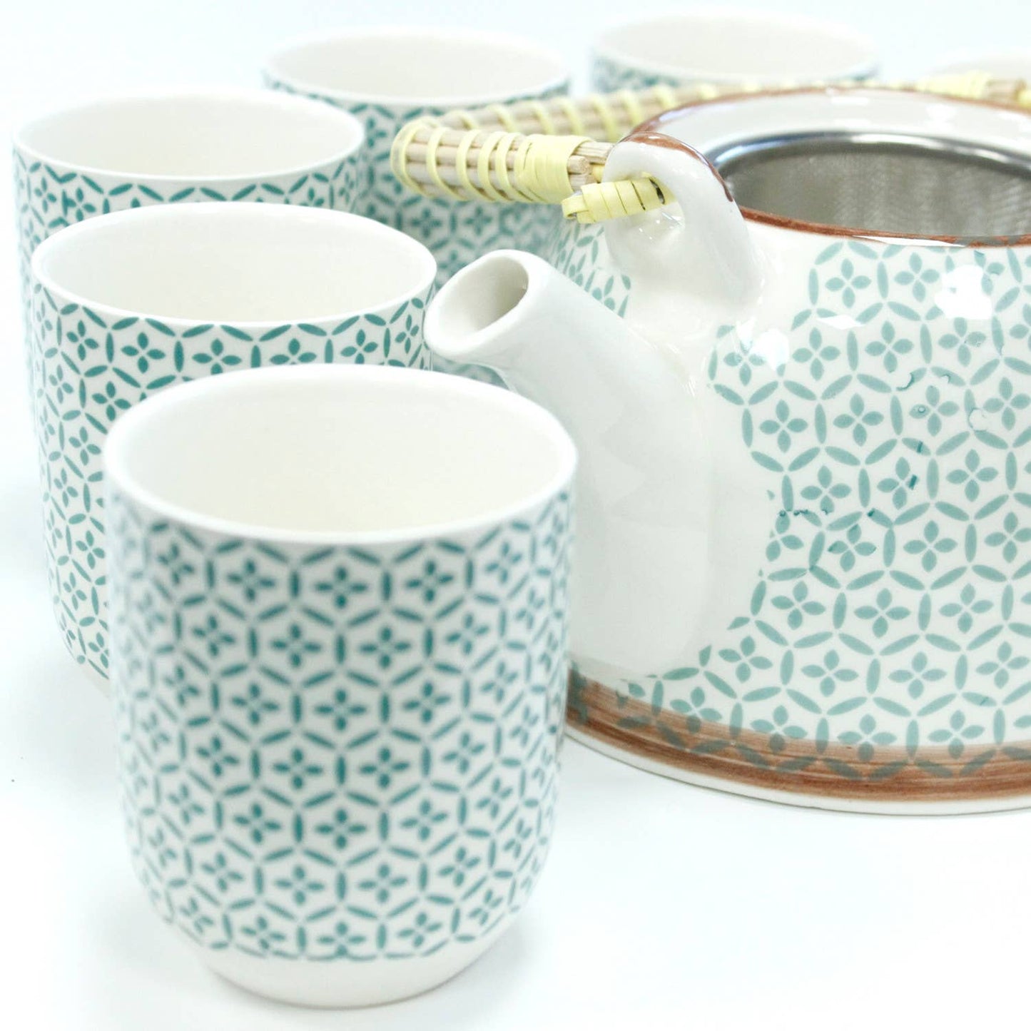 TeaP-04 - Herbal Teapot Set - Green Mosaic