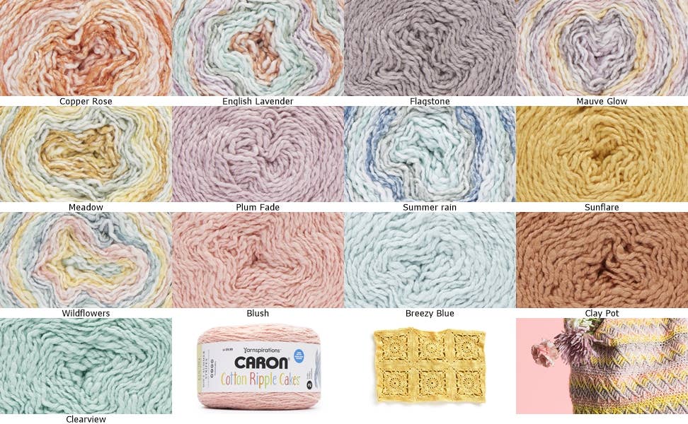 Caron Cotton Ripple Cakes 100% Cotton DK/Light Worsted Yarn