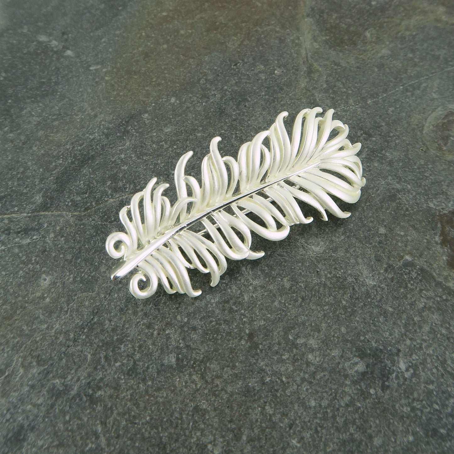 Feather White Brooch