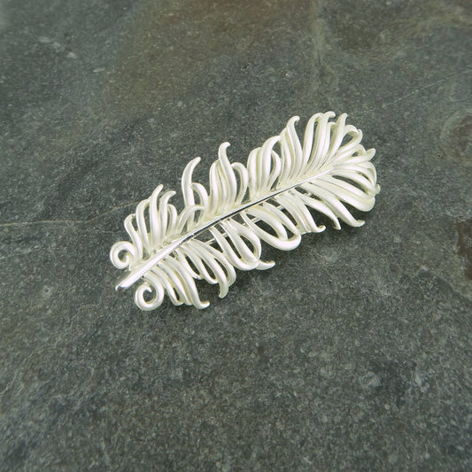 Feather White Brooch