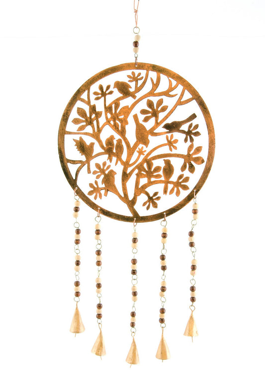 Bird In Tree Windchime With Beads