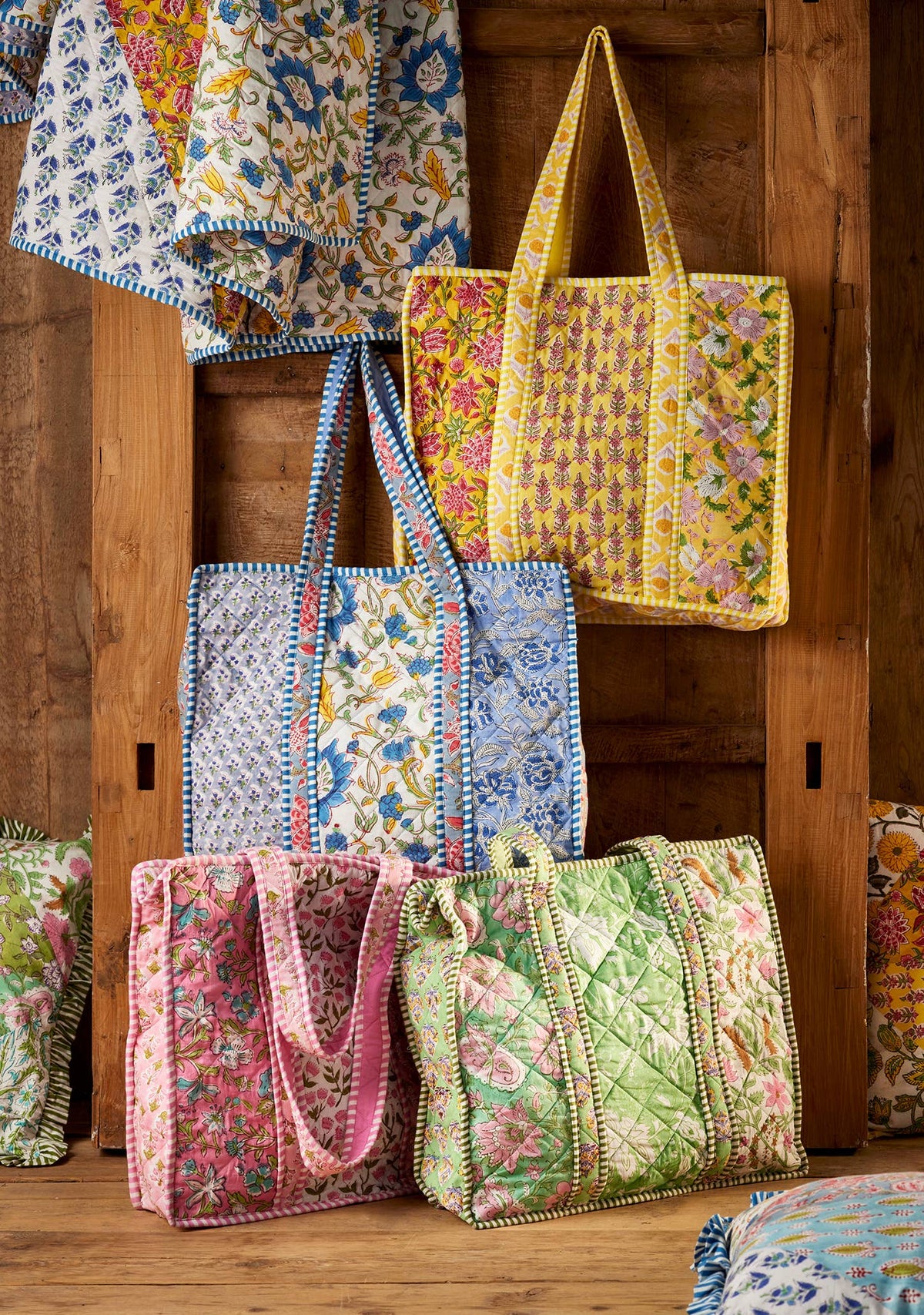 Patchwork Block Print Shopping bag