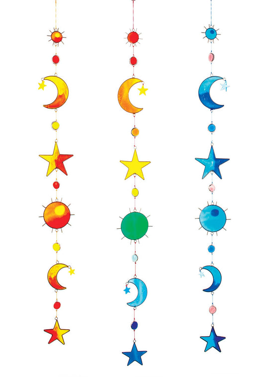 Sun, Moon, Star Resin Suncatcher with Beads